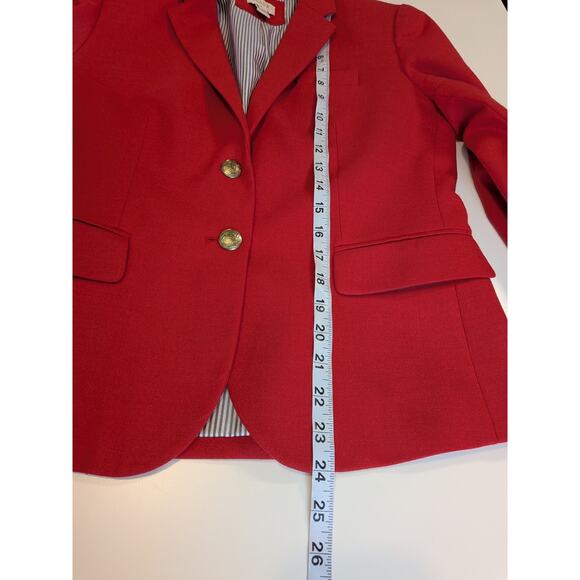 J.Crew Blazer Sz 4 Wool Blend Jacket Red Lined Corpcore Career Academia Preppy - Picture 7 of 9
